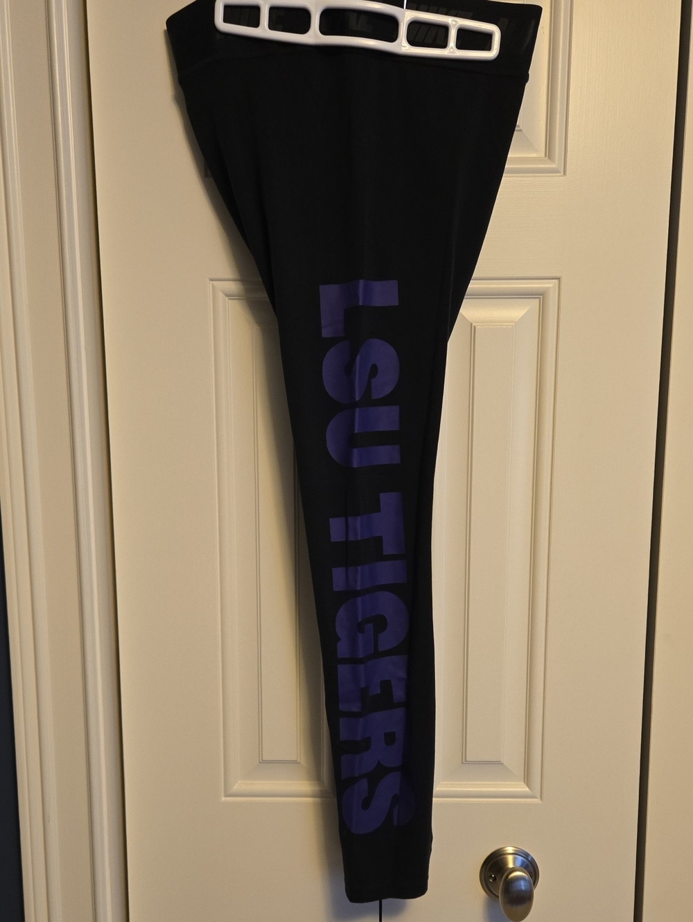 Nike Black Leggings with Purple LSU Tigers Side Graphic